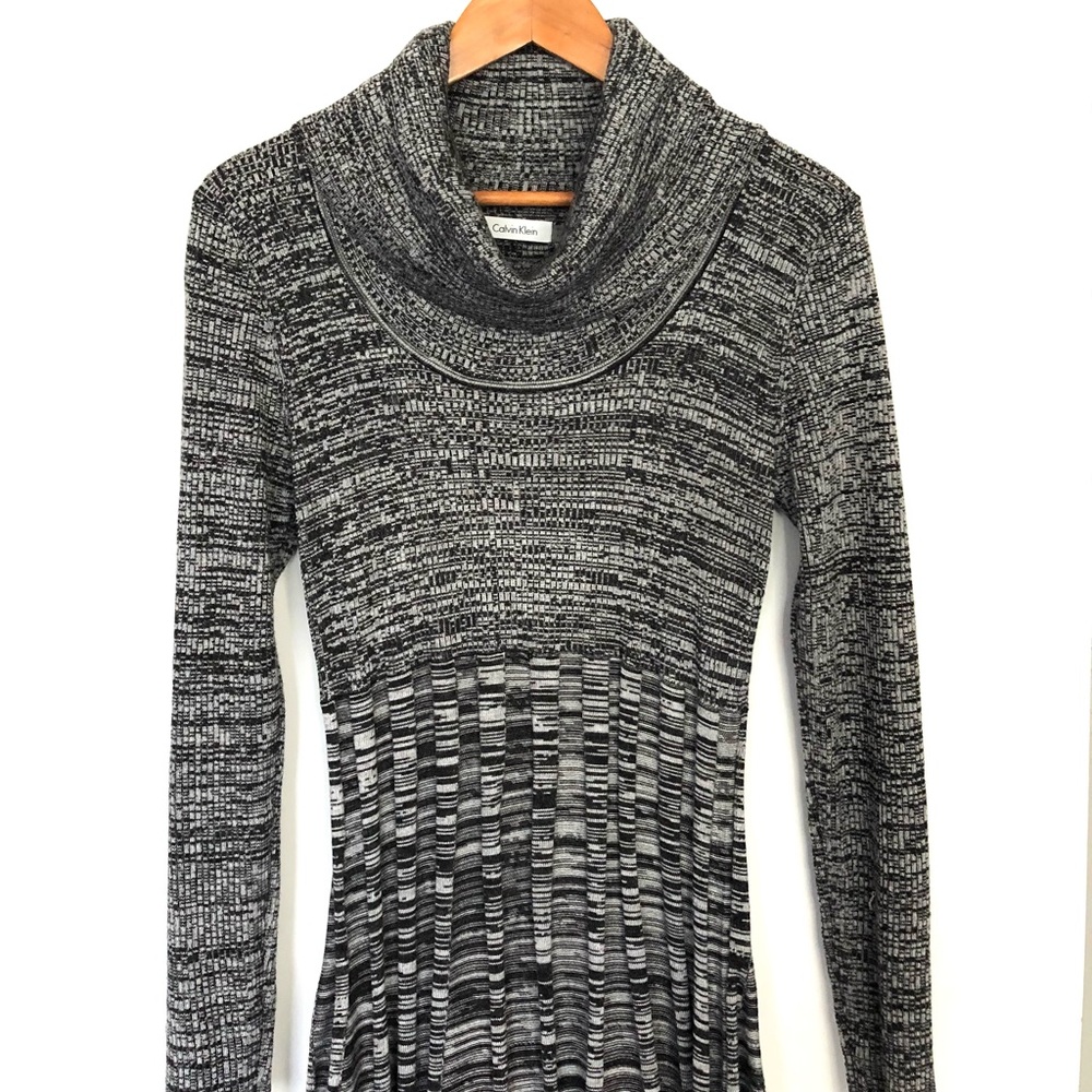 Calvin Klein Black and Gray Sweater Dress